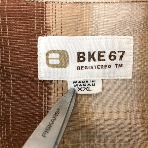 Buckle BKE 67 Pearl Snap Shirt 2XL XXL Long Sleeve Rockabilly Plaid Brown Men's - Picture 5 of 9